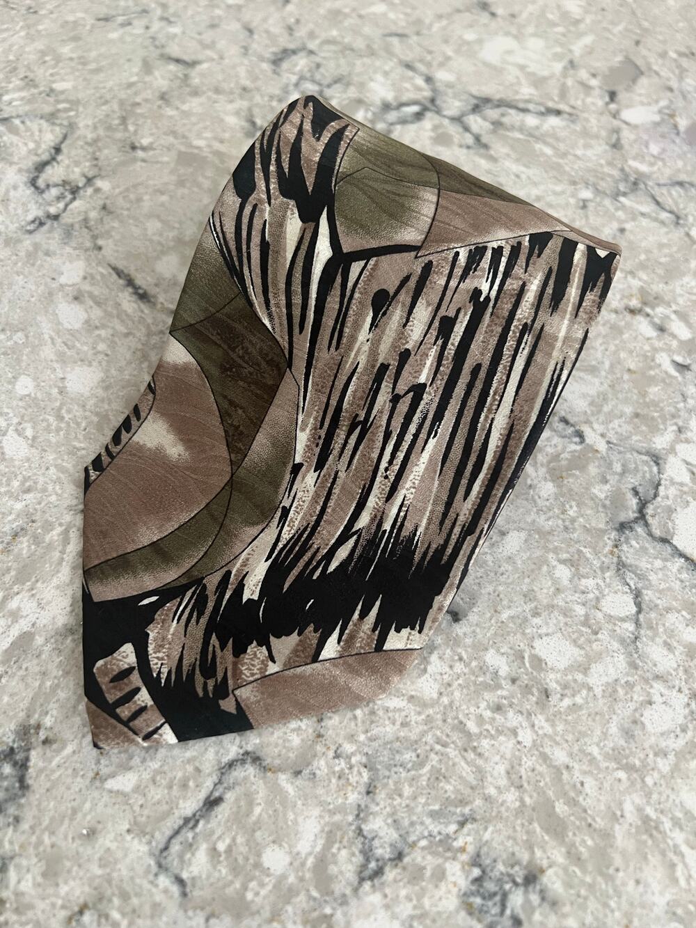 Vintage Jack Frost Men's 100% Silk Neck Tie Abstract Brown Green Black JL